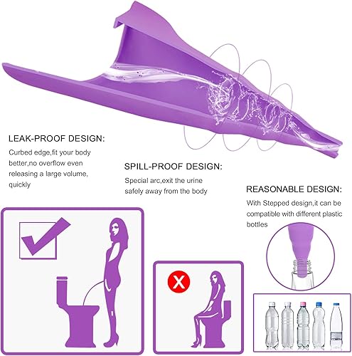 Miniatura 12 de Sunany Female Urinal, Female Urinal with Silicone Funnel, Portable for Standing Female, Reusable Urinal for Female Toilet, for Outdoor, Activities