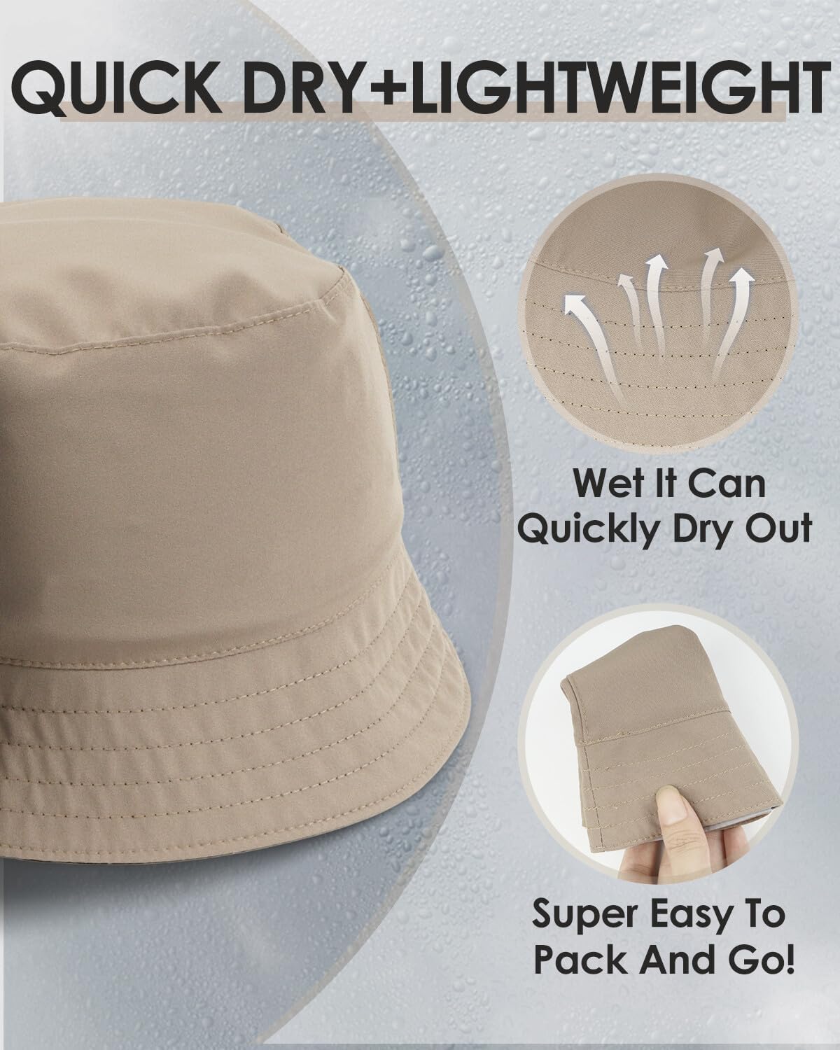 Sombrero De Sol Tipo Cubo Reversible De Secado Rápido, Tallas L/XL/XX-Large, para Cabezas Grandes, 2 En 1, UPF 50+, Ligero, para Pesca Y Senderismo. Grey-Khaki L