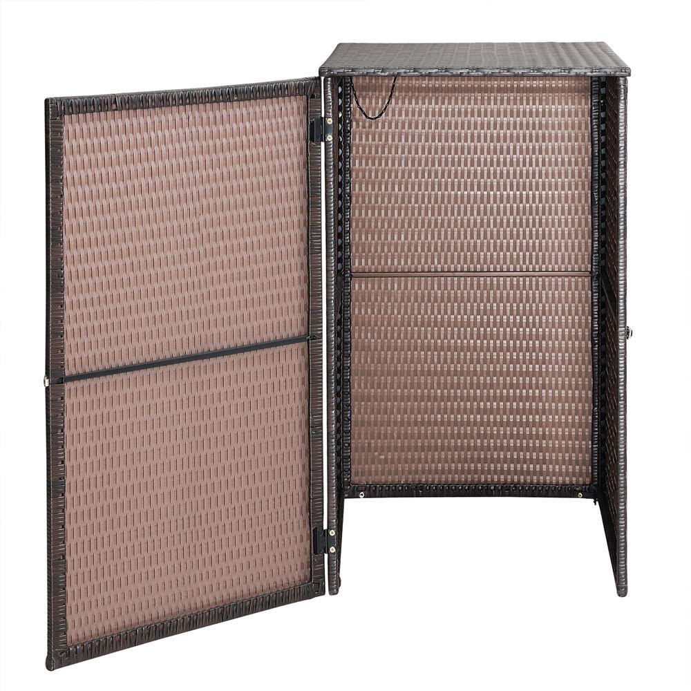 CASARIA® Cache Poubelle extérieur Couvercle + Fermeture 240L abri Poubelle 115x80x65cm polyrotin Range Poubelle Cache conteneur déchets