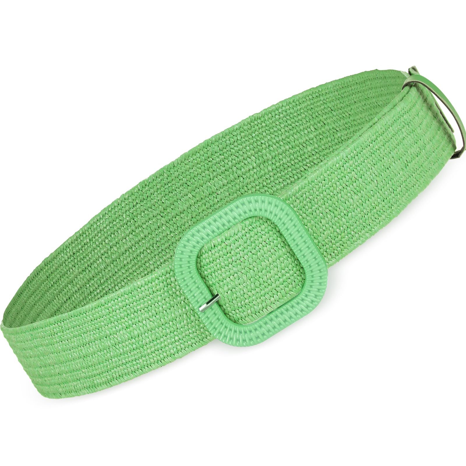 SyhoodWomen Straw Woven Belt Elastic Rattan Waist Raffia Stretch Braided Belt