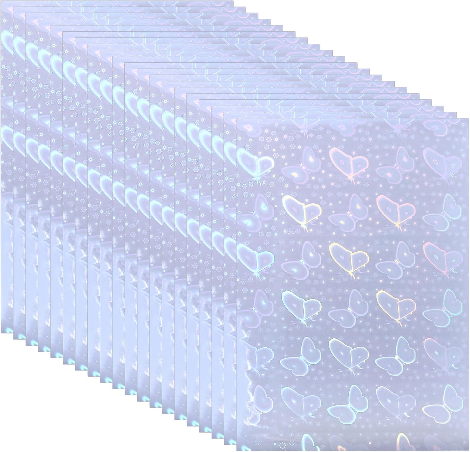 PATIKIL 8.3×5.8″ Holographic Sticker Paper, 20Sheets A5 Polypropylene Self-Adhesive Transparent Waterproof Laminate Overlay Film for Photo Cards Scrapbook Decorations, Butterfly