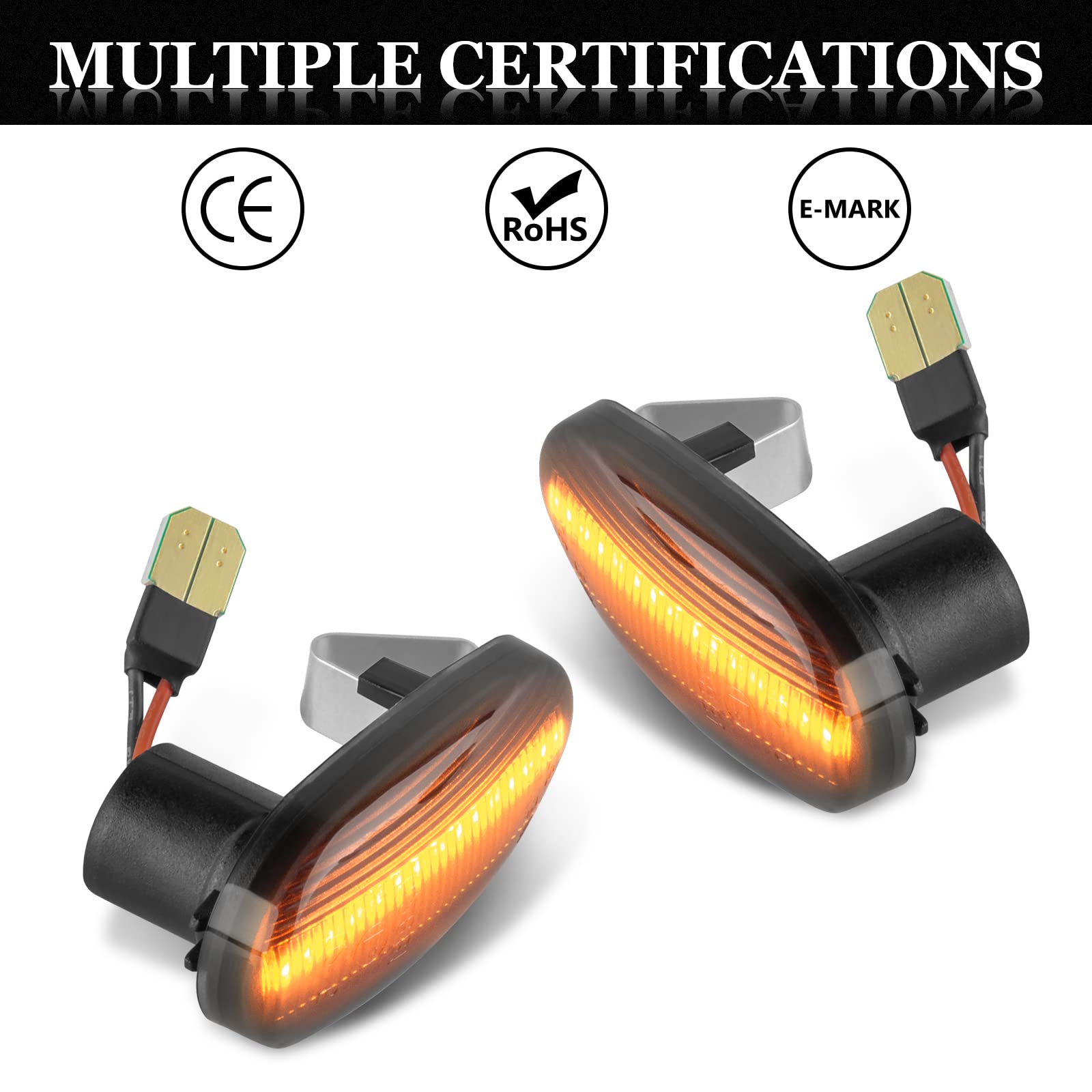 POPMOTORZ Indicatori di Direzione, LED Dinamici Indicatore di Direzione Laterale con Canbus Senza Errori 4014 SMD Installazione Semplice per Alfa Romeo 147 GT MiTo Bravo II Hatchback, 2 Pezzi