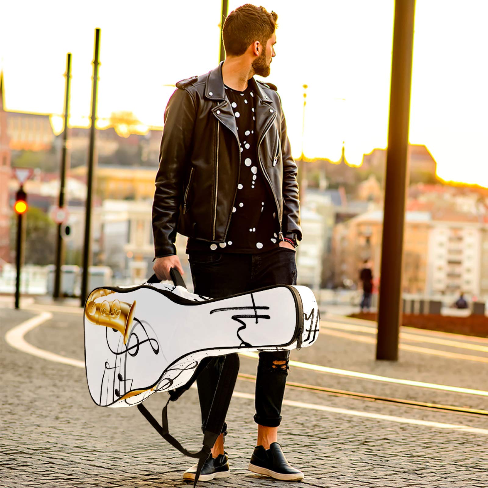 Borsa per chitarra impermeabile con cerniera morbida zaino per chitarra, basso acustico e classico folk chitarra elettrica per ascoltare la musica pianoforte violino sassofono