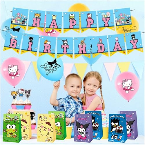 Miniatura 6 de ARHAVI Keroppi Pompompurin Badtz - Bolsas de regalo para niños, suministros de decoración de fiesta de cumpleaños, 12 unidades