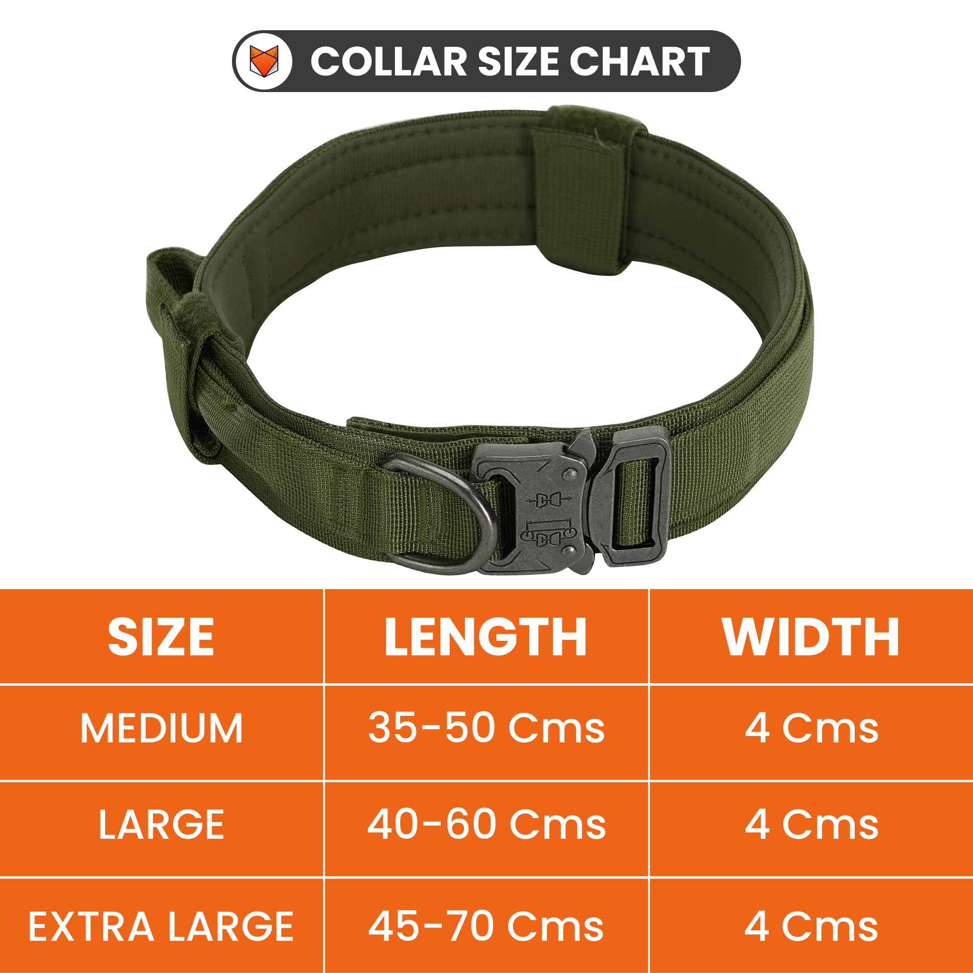 Wooflix Metal Dog Collar for Training and Walks | Nylon Collar with Tactical Metal Buckle and D-Ring for Medium and Large Dogs | Dog Collar for Heavy Breed Dogs (Army Green, Medium) 3