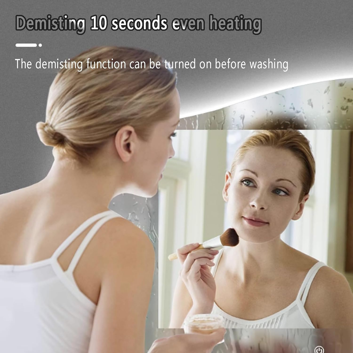 Irregular led bathroom smart wall mirror Defogger,bathroom vanity mirrors for wall with LED light,Multifunction Dimmable Vanity Mirror with Touch Switch,Three-color light,Frameless,Backlight(60*120cm/