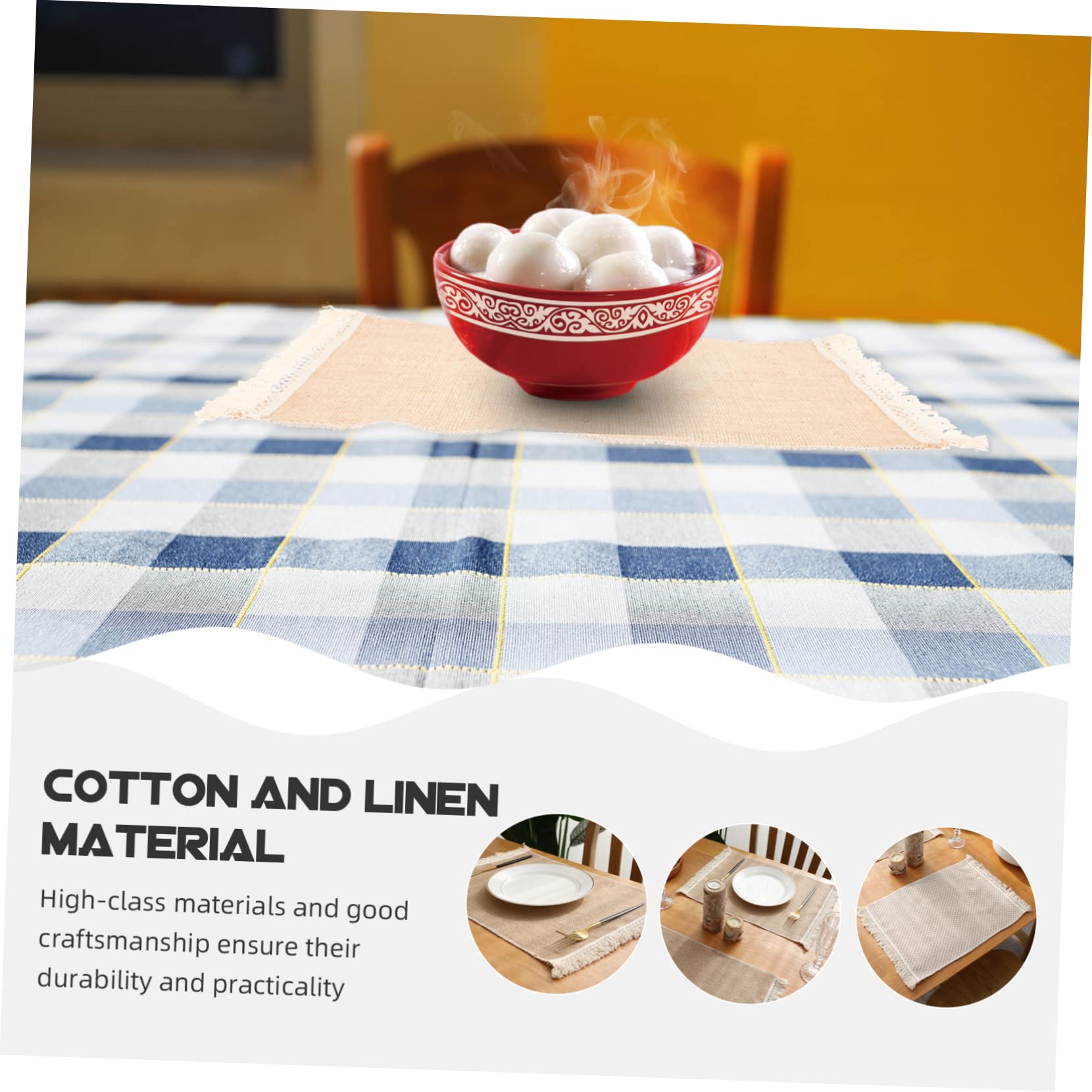 Set de Table en Jute à Franges, 8 Pièces, Coton et Lin, Style Rustique, Pratique pour Maison, Présent de Pendaison de Crémaillère