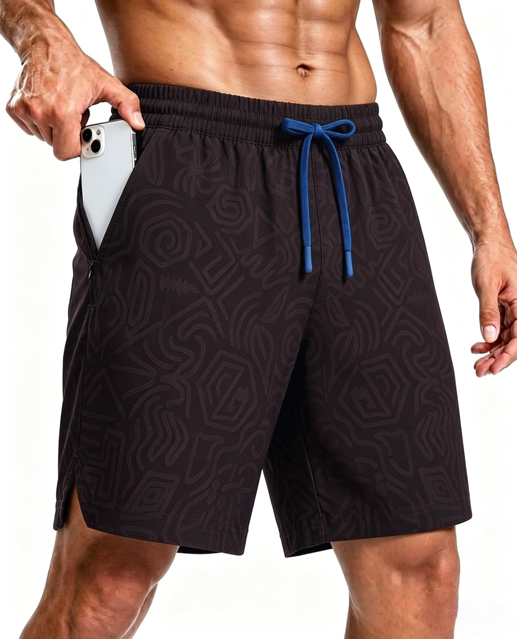 CoozySphere Mens Running Shorts with Phone Pocket Quick Dry Gym Shorts with Zip Pocket for Training Workout