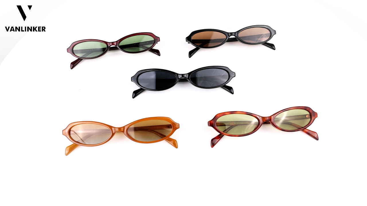 VANLINKER Polarized Retro Oval Sunglasses for Women Small Chic 90s