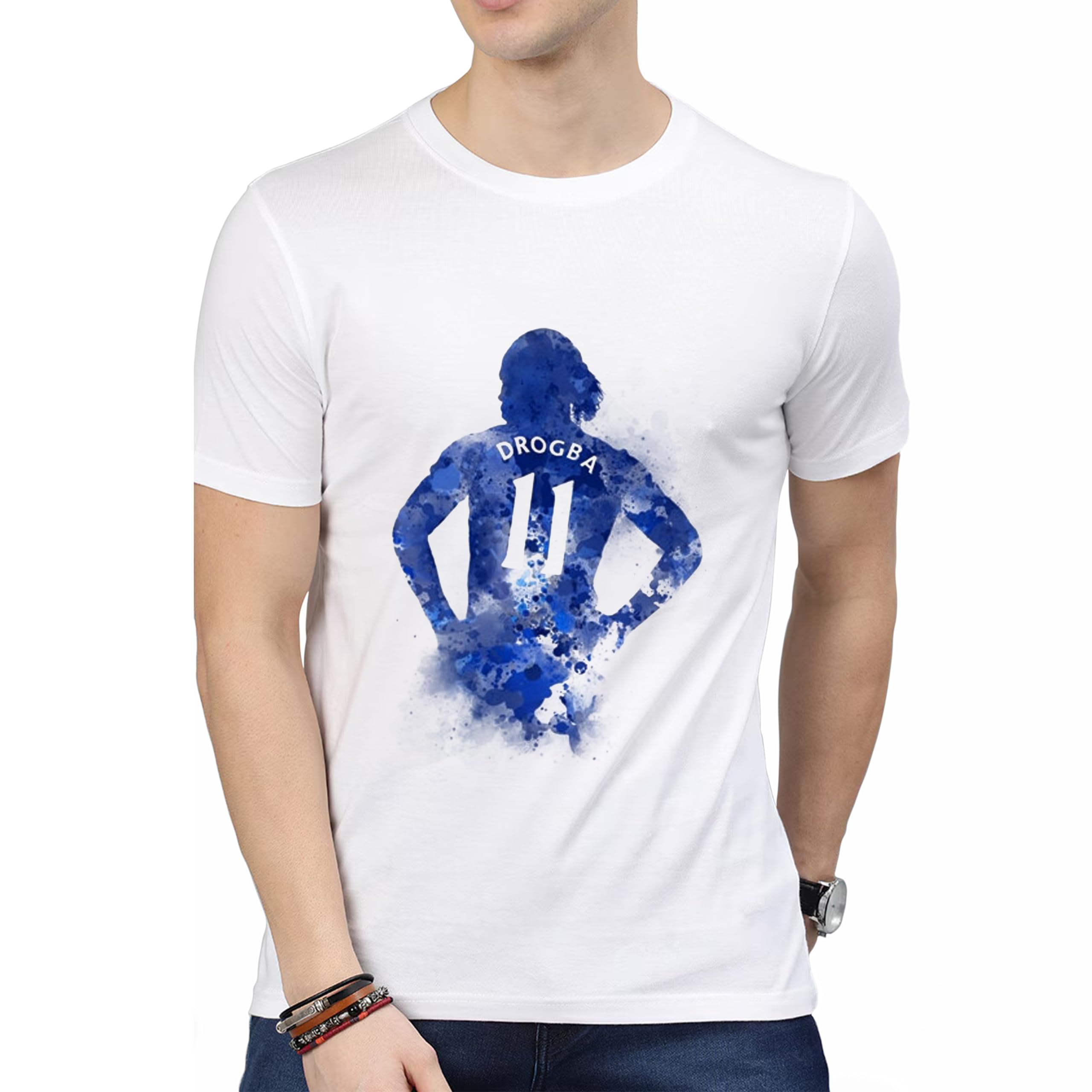 Callibr15 Men's Regular Fit Polycotton Football Printed Graphic Crew Neck Half Sleeve Tshirt