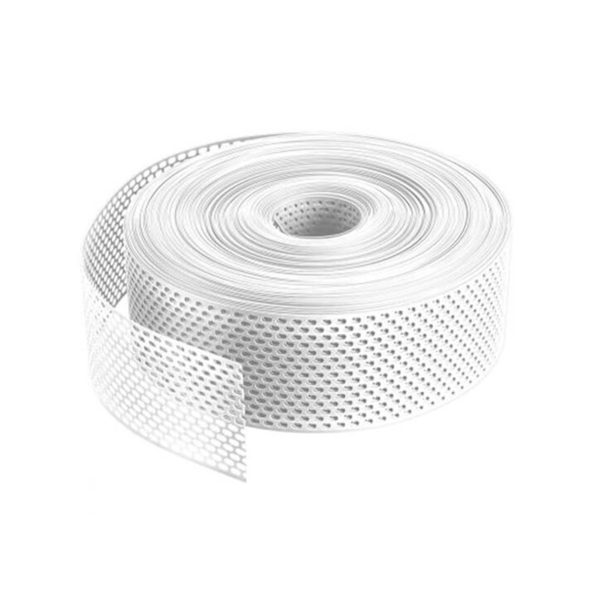 Fassadenprofile 2x rejilla ventilacion exterior de alero PVC 60m x 50mm Blanco, banda con perforacion oval y malla antipajaros para tejado y fachada