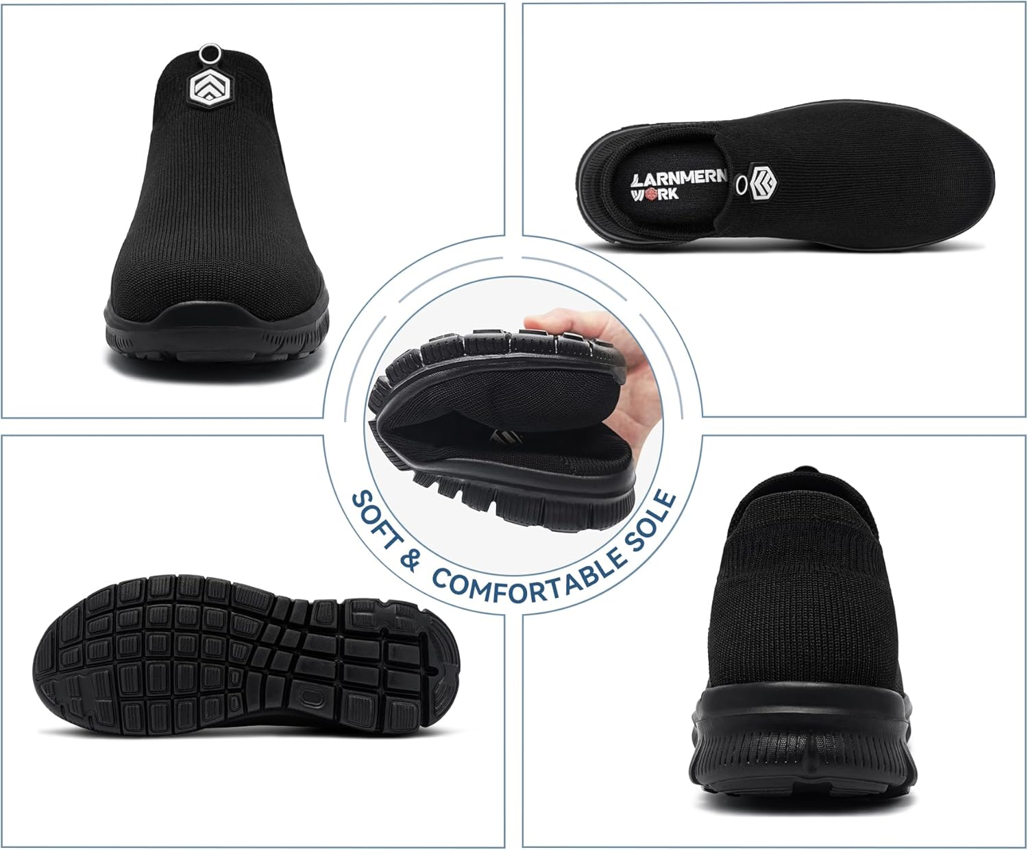 LARNMERN Slip on Steel Toe Shoes for Men Women Composite Toe Shoes Slip on Sneakers Work Safety Shoes Comfortable Lightweight Construction Running Walking Tennis Shoes - Image 6