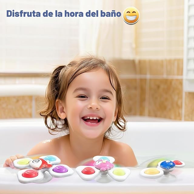 Foto 4 de 6 de Echehi 3 Piezas Spinner Bebe, Juguetes Bañera Bebe, Juguetes Sensoriales para Bebe Pequeños. Insectos