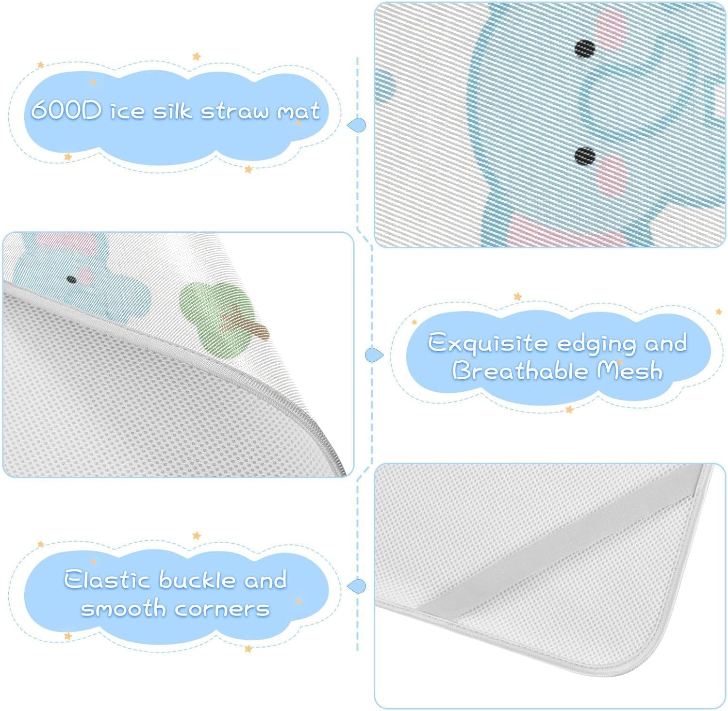 Cute Cartoon Blue Elephant Cooling Baby Mattress Protector Pads 28" x 52" Ultra Soft Mattress Protector Pads for Baby&Toddler