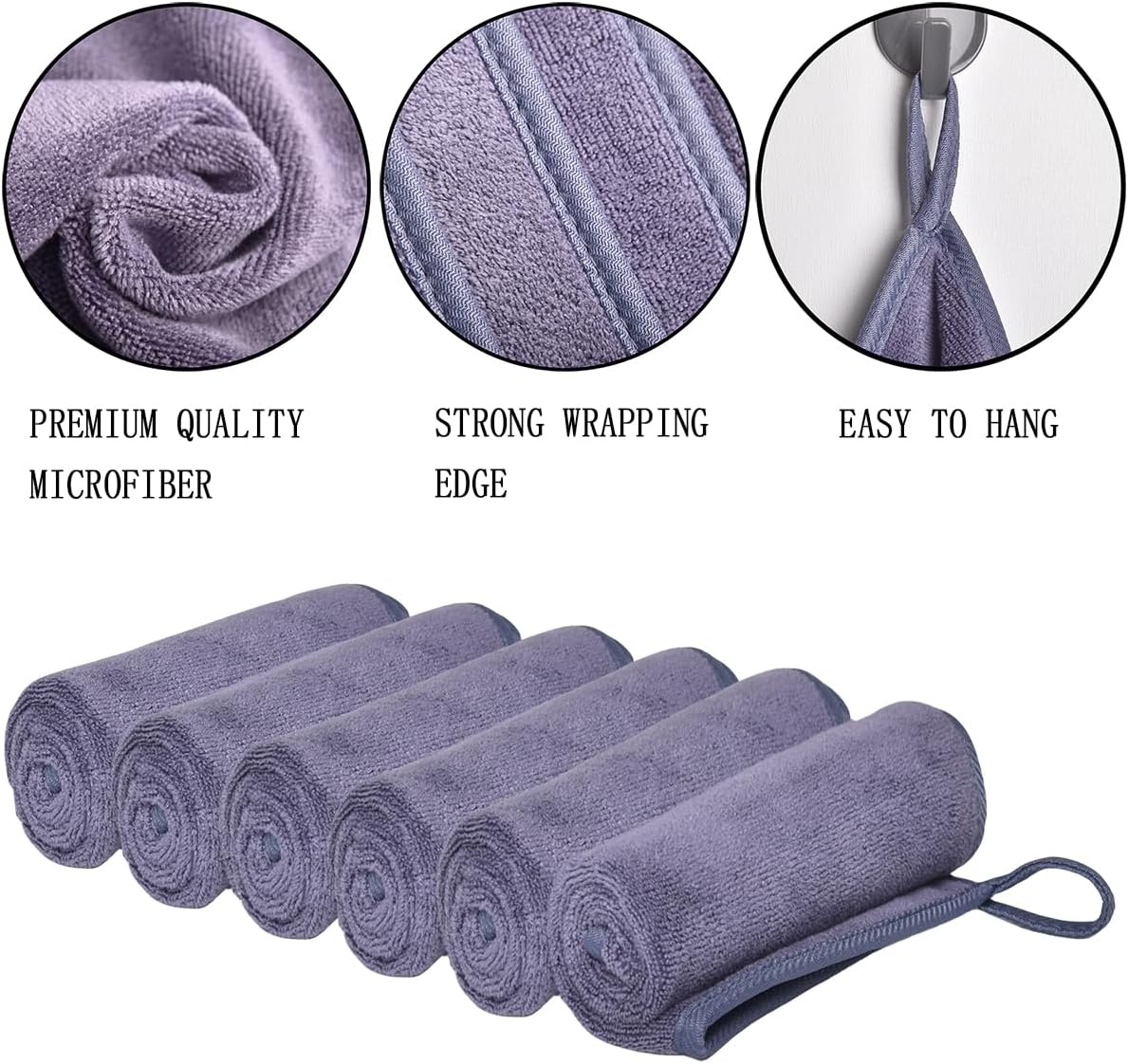 Ultra Thick Wash Cloths for Showering, Microfiber Soft Bath Washcloths for Face and Body, Bathroom Face Cloths for Washing Face, 12x12 Inch 6 Pack