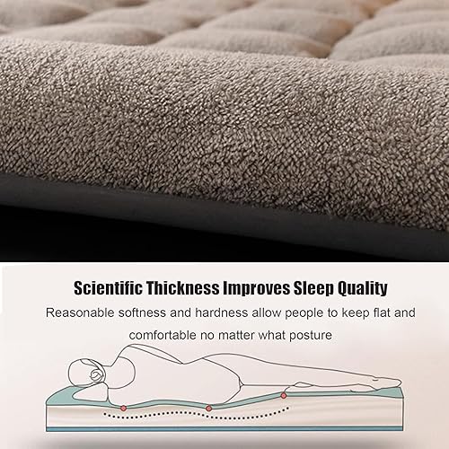 Miniatura 4 de QQXX Colchón de futón grueso para piso, colchón de tatami japonés, almohadilla para dormir plegable, antideslizante para invierno, suave,