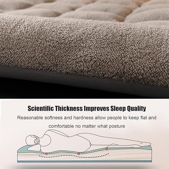 Thicken Floor Futon Mattress, Japanese Tatami Mattress Foldable Sleeping Pad, Winter Soft Roll Up Bed Student Dormitory Mattress Topper(Queen, A) (1668289)