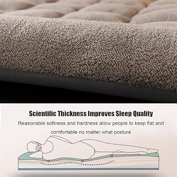 Thicken Floor Futon Mattress, Japanese Tatami Mattress Foldable Sleeping Pad, Winter Soft Roll Up Bed Student Dormitory Mattress Topper(Queen, A) (1668289)