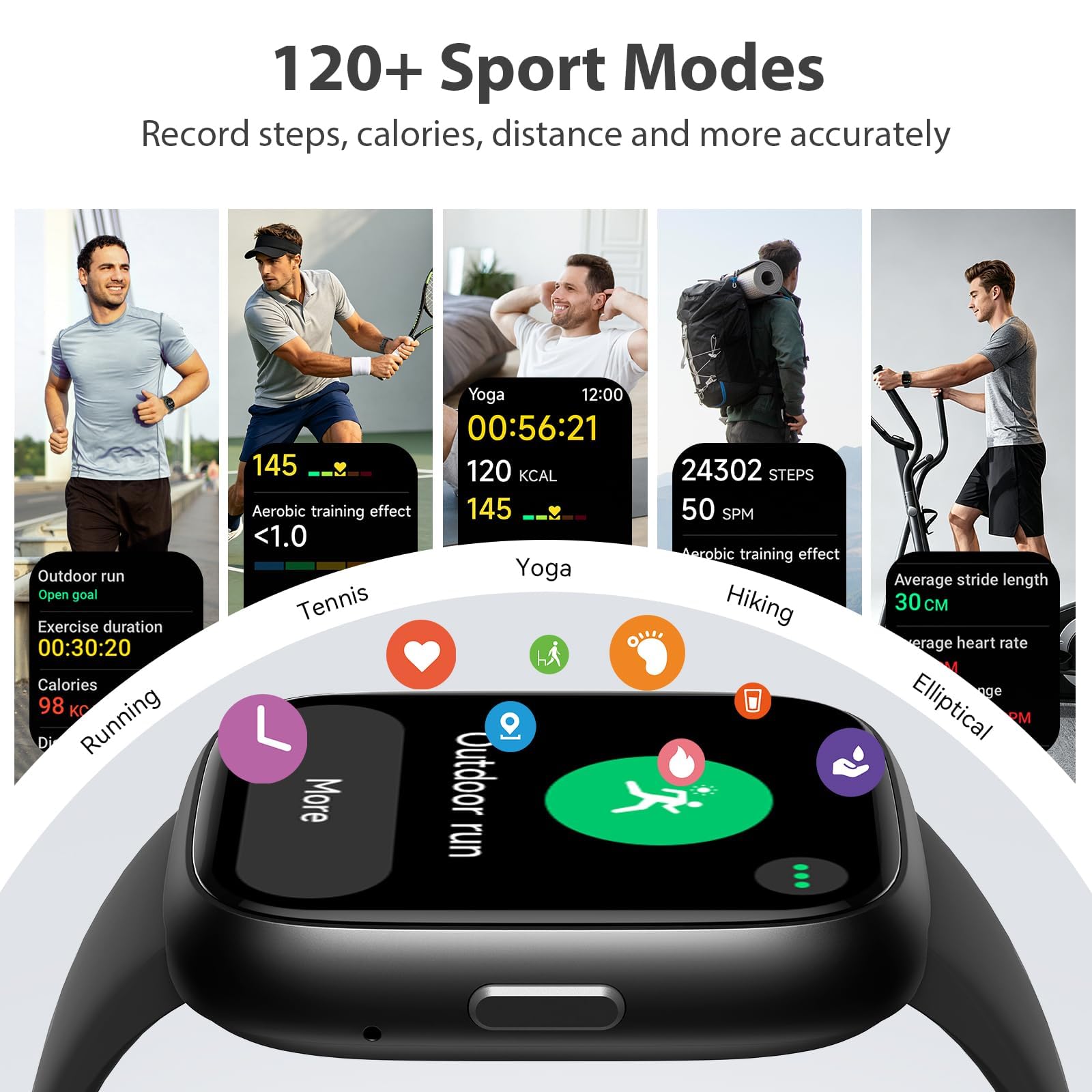 Smartwatch Damen Herren, 1.83" Fitness Tracker mit Alexa/Telefonfunktion, 120+Sportmodi Fitnessuhr mit Herzfrequenz/Schlafmonitor/Schrittzähler, IP68 Wasserdicht Smart Watch Sportuhr für Android iOS