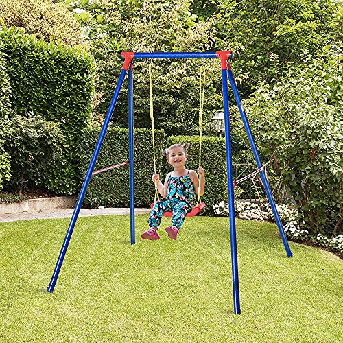 image for Outsunny Metal Children's Garden Swings with Seat Swing Set Adjustable