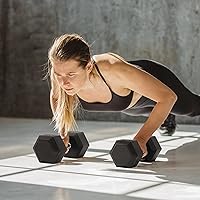 Vista 6 de Fitvids Hex Dumbbells Rubber Coated Hand Weights for Exercises and Fitness Home Gym, 5-50 LB Pair