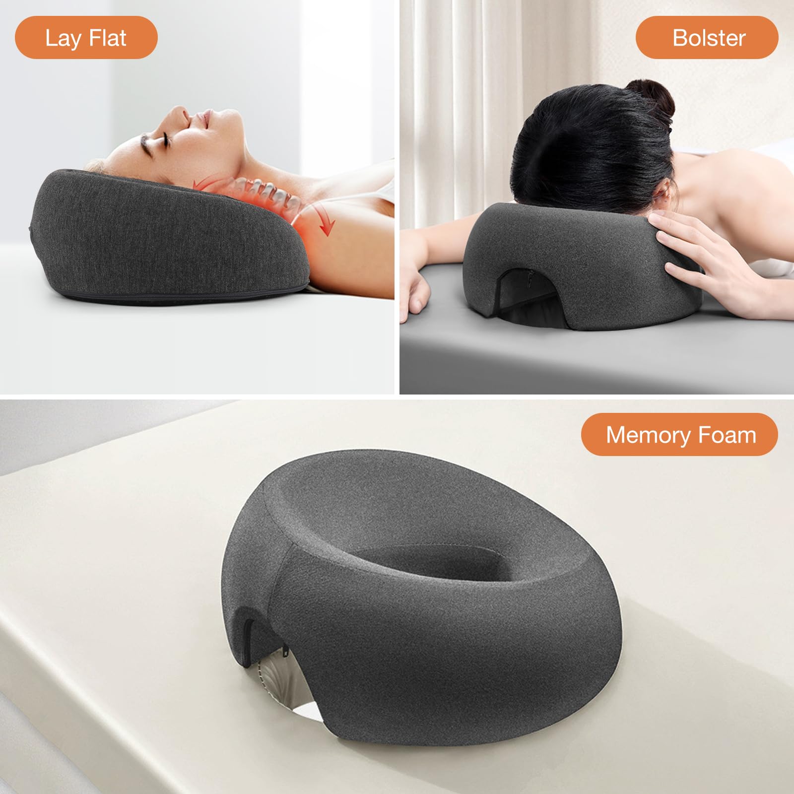 Mineup Oreiller De Massage pour Le Visage, Coussin Massage Visage, Tetiere Table De Massage, Respirant Coussin en Mousse À Mémoire, Coussin De Massage pour lit de Massage de Salon de Spa