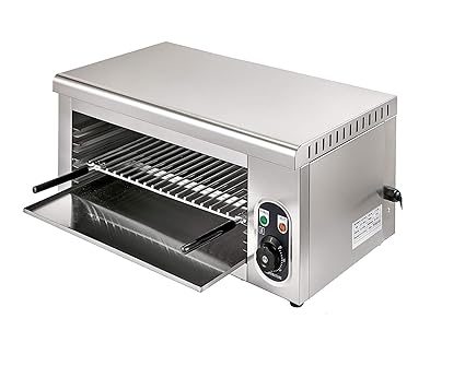 ANDREW JAMES Stainless Steel Salamander Countertop 24 Inch Electric Cheesemelter 2000W Adjustable Grid Salamander Oven 50-300 For Home and Commercial Use