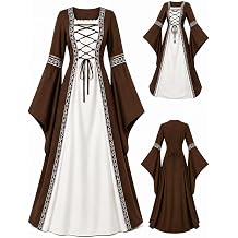 Women's Renaissance Medieval Dress - Lace-Up Bell Sleeve Costume for Halloween, Stage & Cosplay