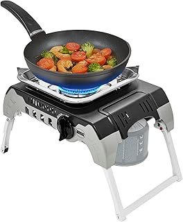 Amig Camping gazowy Möunt - przenośna kuchenka turystyczna, regulator płomienia, z walizką, bez pompki, moc 2,4 kW, wycieczki - certyfikat CE