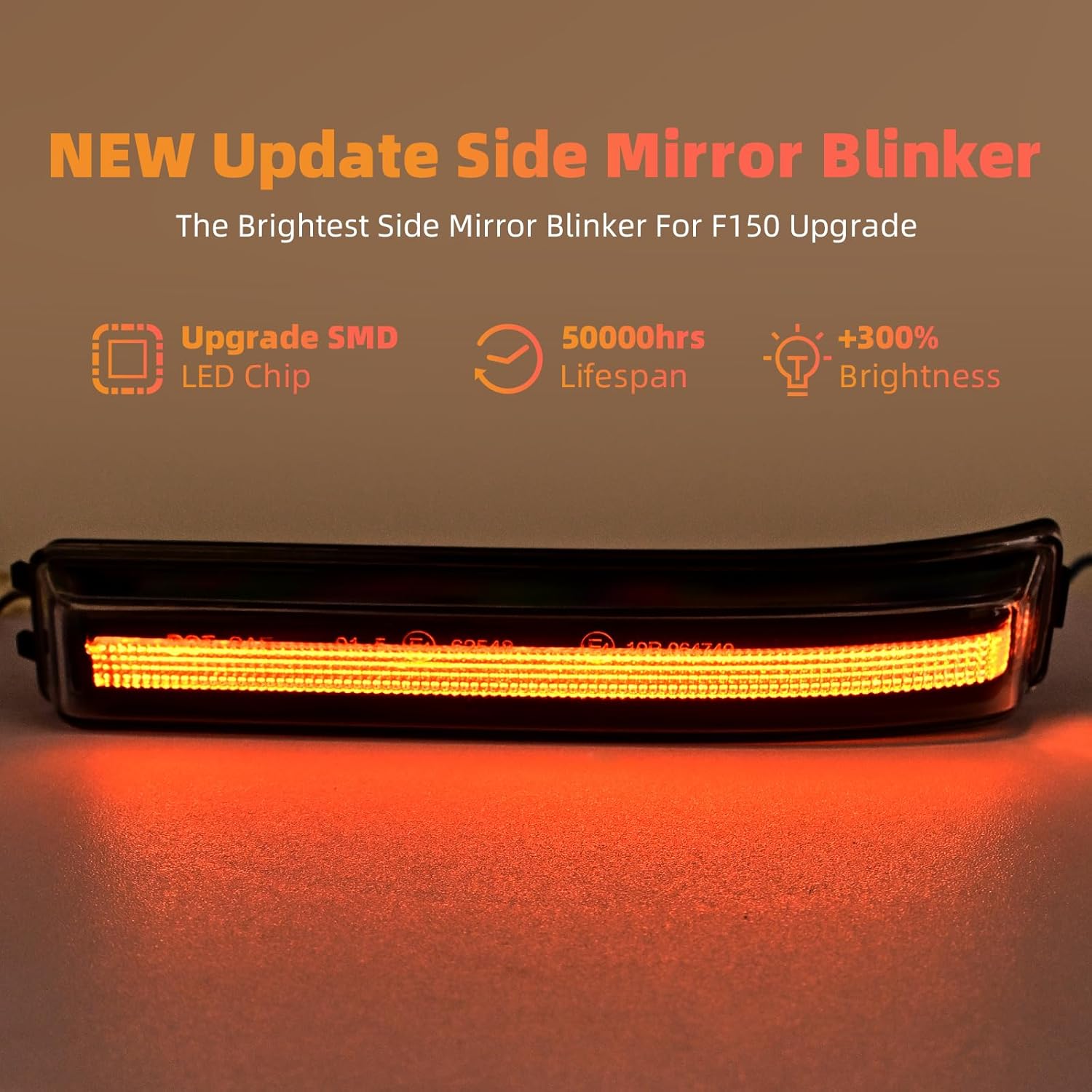 Yellow LED Side Mirror sequential Turn Signal Light Compatible with 2009-2014 F150, 2010-2014 F150 Raptor/Linc0ln Mark LT Dynamic Blinker,2PCS Clear Lens