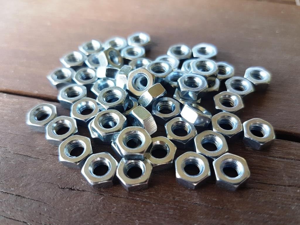 (Pack of 100 pcs) M4 4mm Galvanized Steel Nuts DIN 934 class 8 - Image 3