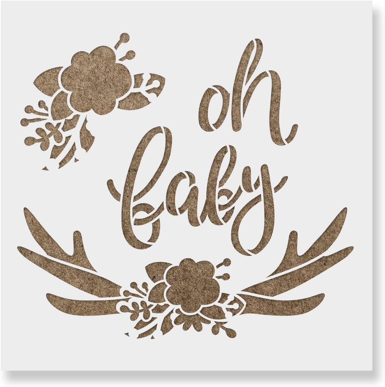 Oh Baby Antler Flower Stencil - Perfect for Creating Heartwarming Family Decor, Family Stencil Art