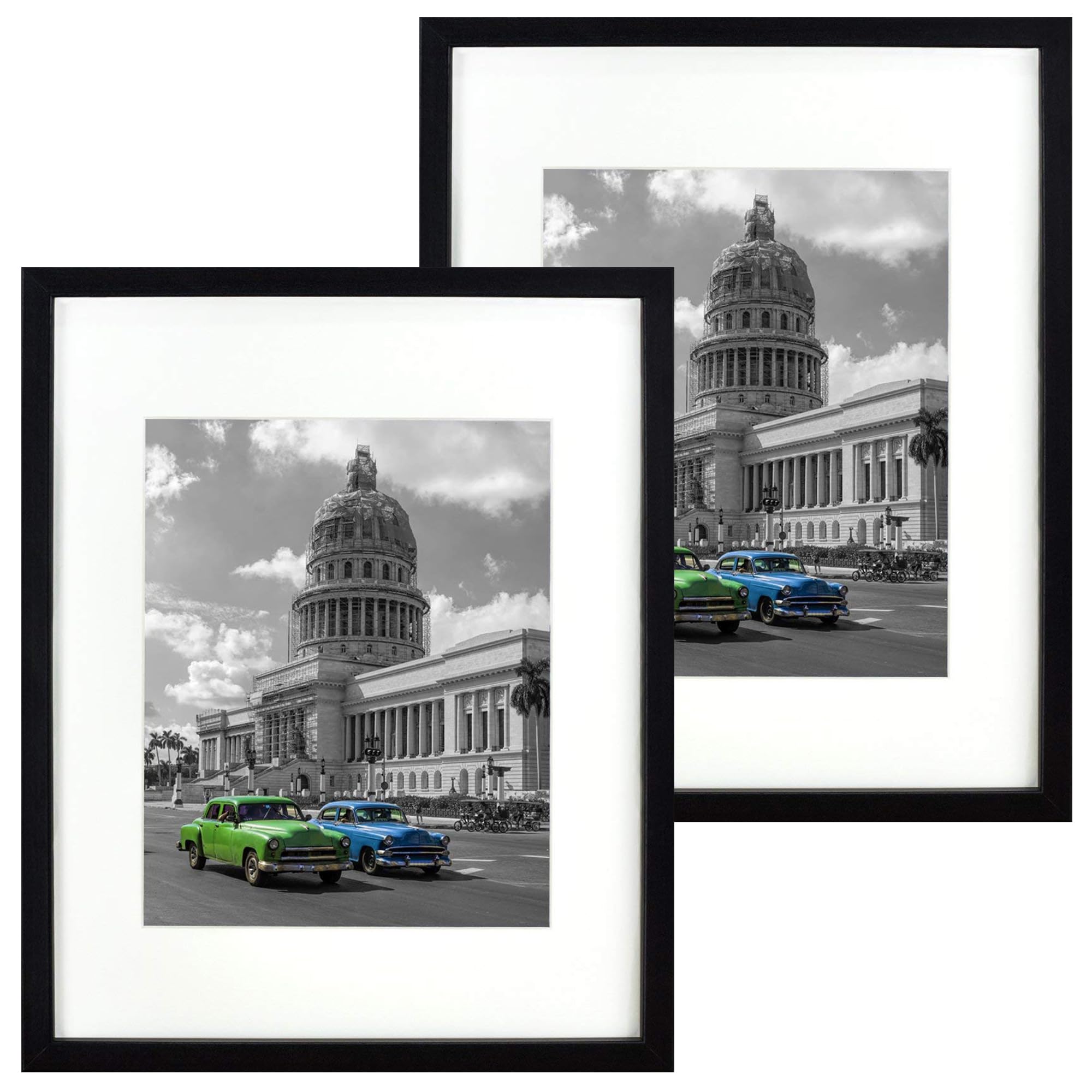 Bd Art Black Frame Set 2 Pack 11X14 Solid Mdf Wooden Frame, Shatterproof Plexiglass, For Hanging, Perfect For Photos, Collage, Bedroom, Double Pack