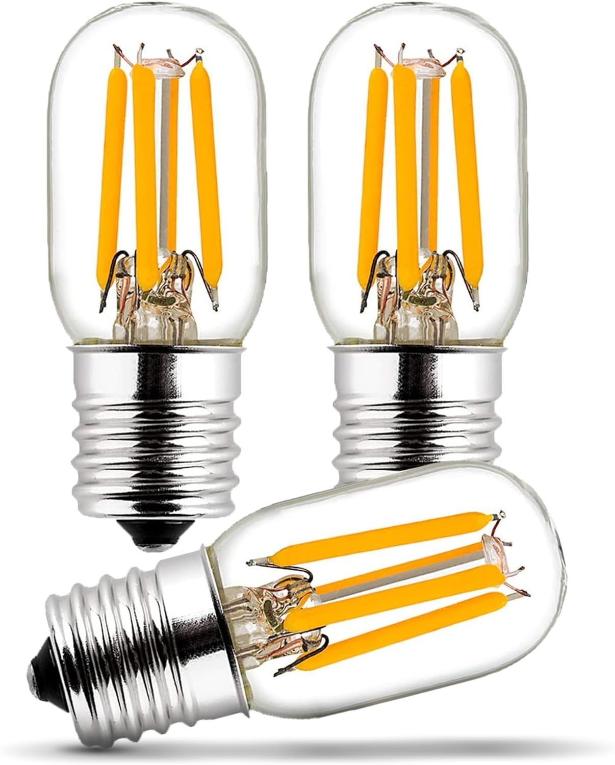 BlueStars E17 T7 LED Bulb 2W 120V (25W Equivalent), 2700K Warm White, 220lm for Microwave Oven, Range Hood, Refrigerator, Appliance Replacement Bulbs - 3 Packs