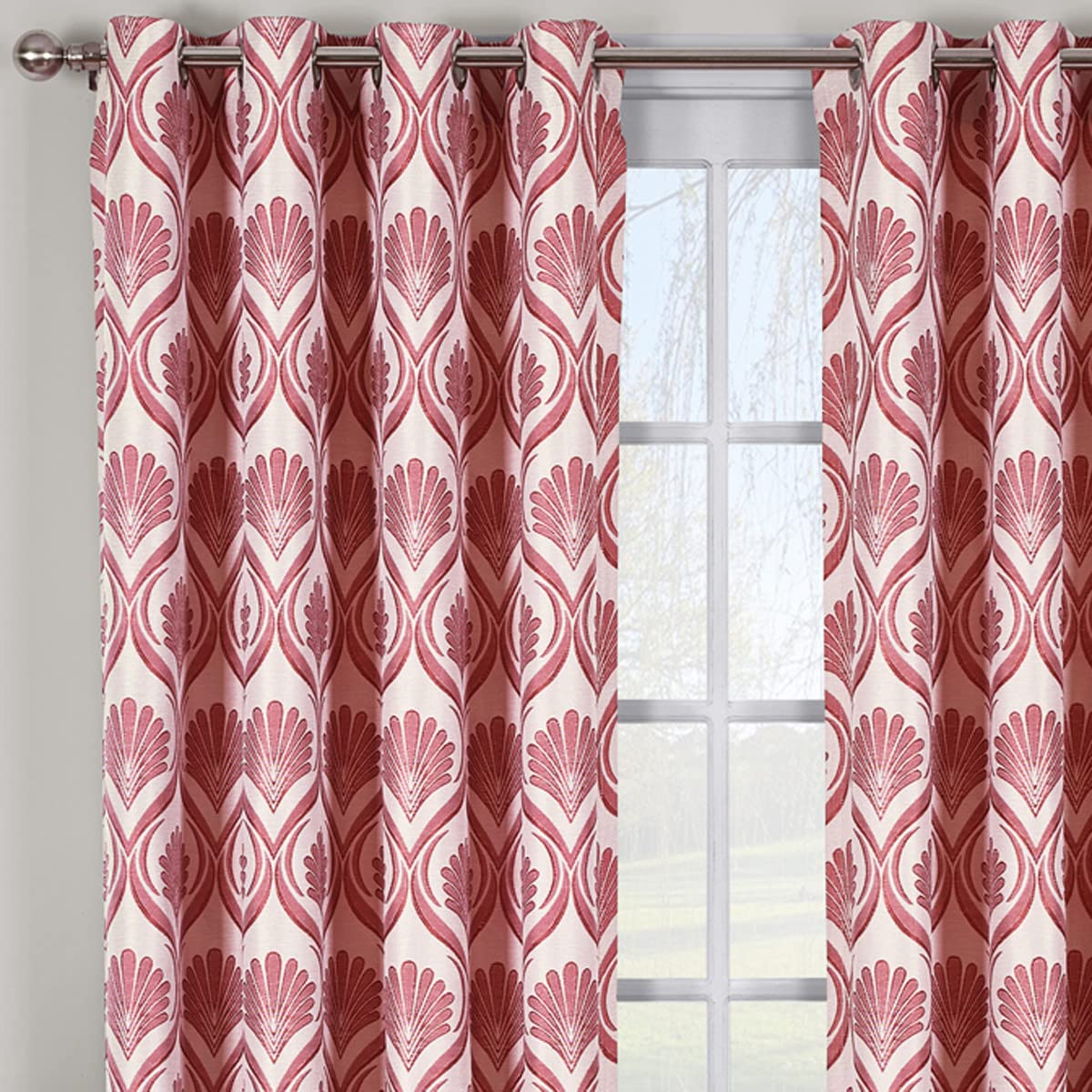 Aryanna top Grommet jacquard Window Curtain panel pair, set di 2