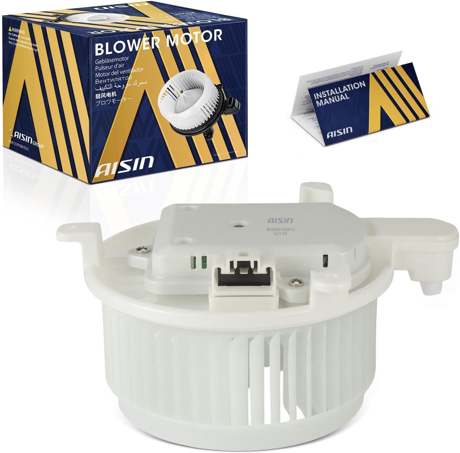 AISIN AFTERMARKET BLMAZ-00215 HVAC Blower Motor with Brushless Motor and Wheel Assembly - Compatible with Lexus GS300, GS350, GS430, GS460, GS450h, IS250, IS350, IS F, LX570, Toyota Land Cruiser