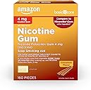 Amazon Basic Care Nicotine Polacrilex Coated Gum 4 mg (nicotine), Cinnamon Flavor, Stop Smoking Aid, Quit Smoking, Reduces Nicotine Cravings, 160 Count