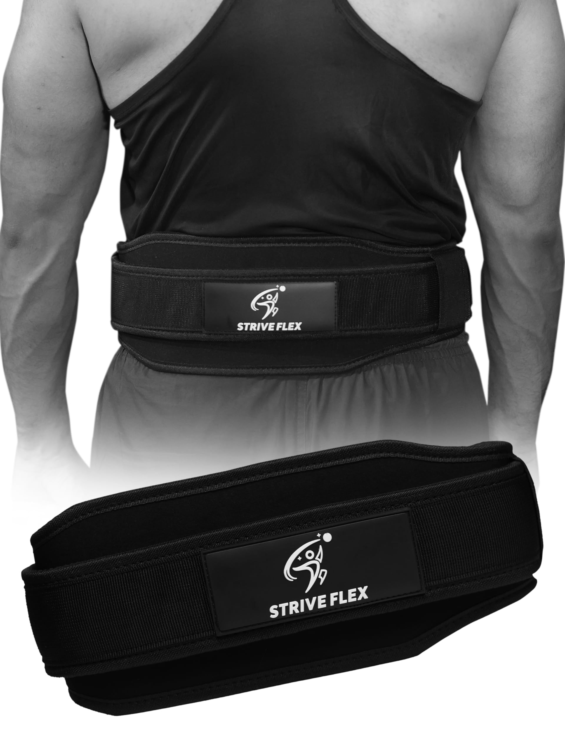 Strive Flex Weight lifting belt for Men & Women Quick Locking Back Support for Bodybuilding, Fitness, Powerlifting, Cross Training, Squats, Workout, Exercise (Black)
