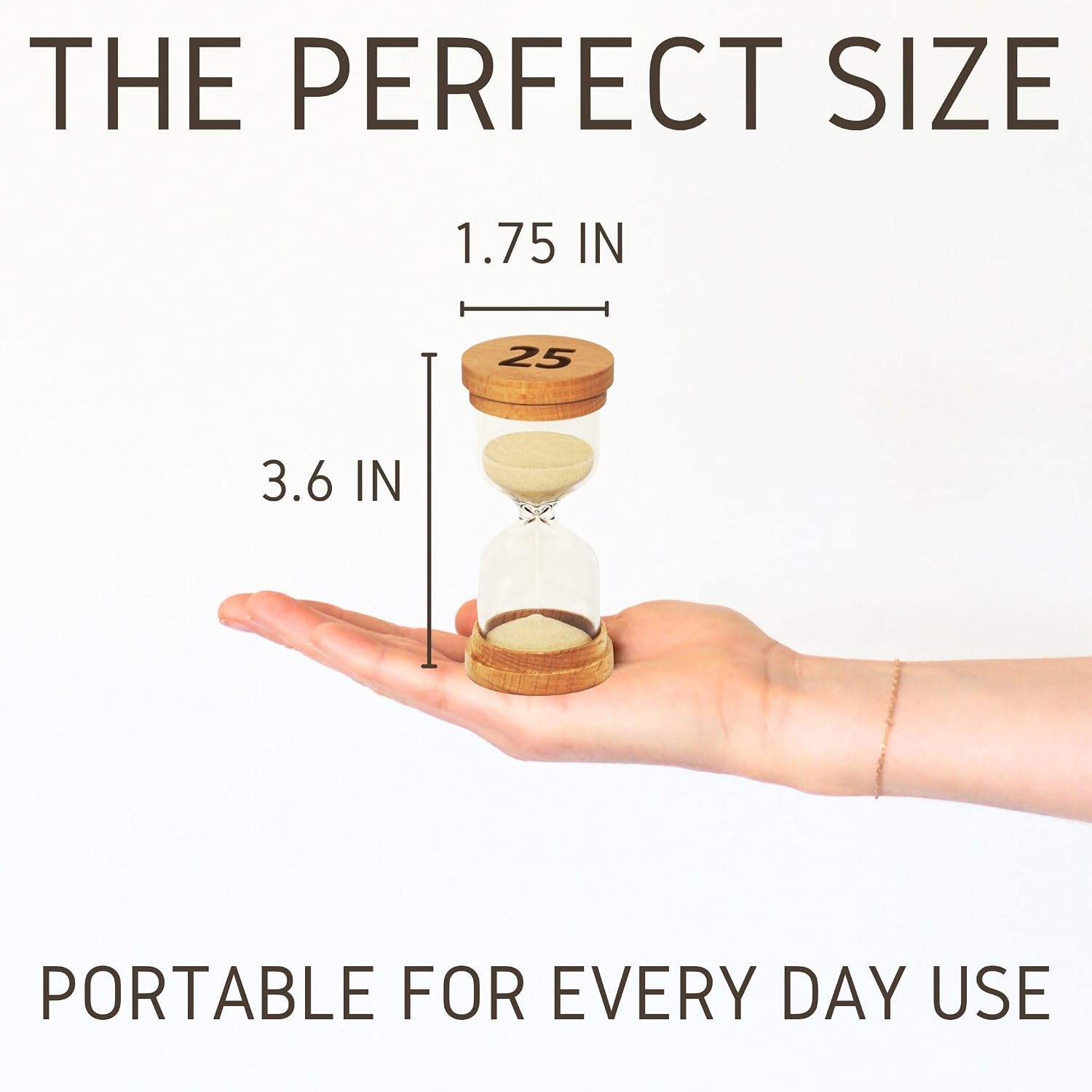 25 Minute Sand Hourglass Timer - Glass Sand Clock 25 Min - Modern Hourglass Watch with Wooden End Caps for Kids, Games, Classroom, Kitchen, Home or Office Decor image 4