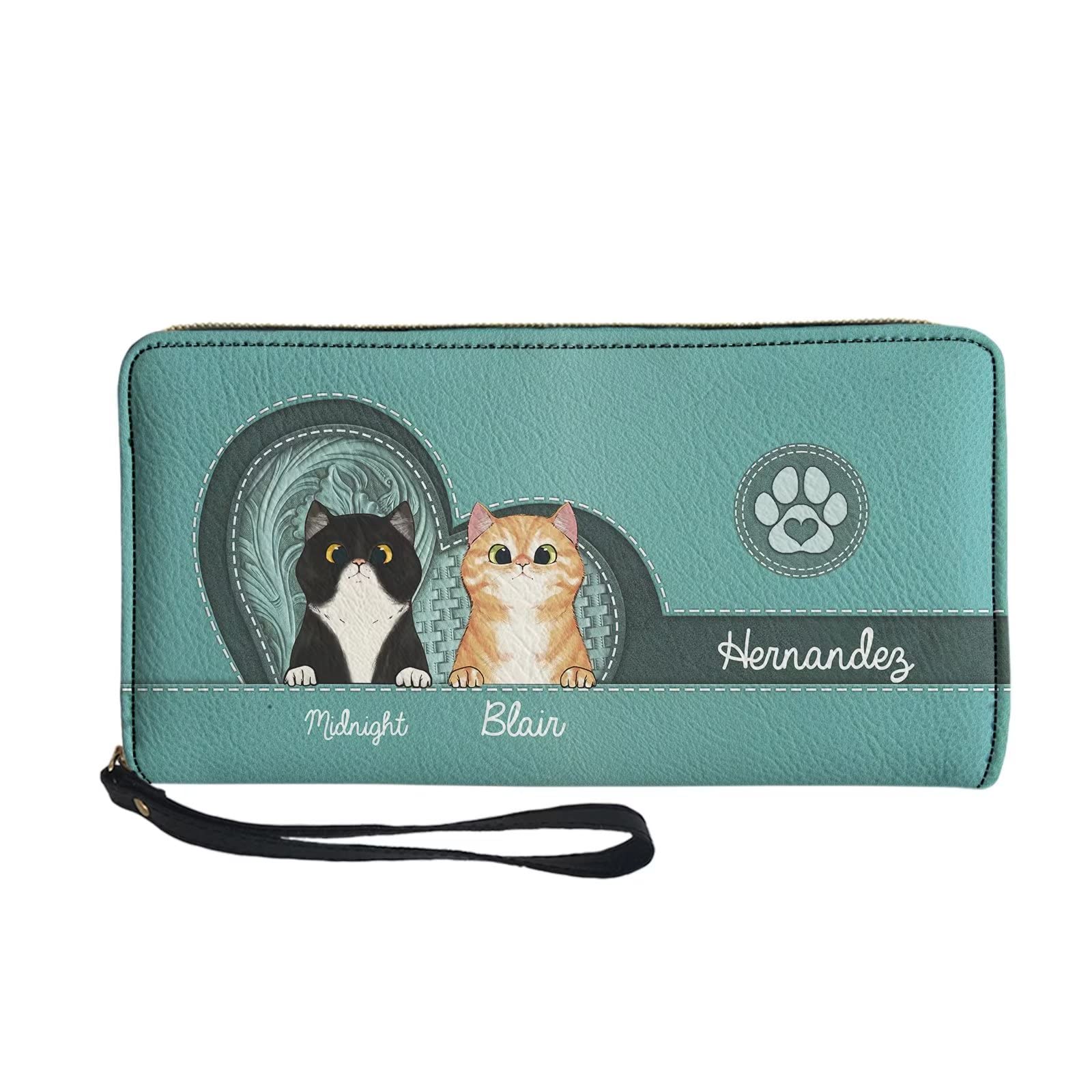 Tuoxiukan Cute Cat Wristlet Wallets for Women Personalized Wallets Cat-Lover Gifts PU Leather Purse Clutch Cash ID Card Organizer Customized Phone