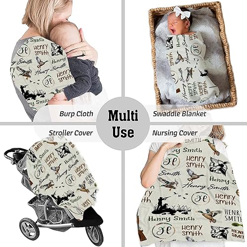 Miniatura 3 de DIZZY Manta de bebé personalizada con nombres, manta de caza de patos, manta de bebé de pato personalizada, manta de bebé de aves acuáticas, manta