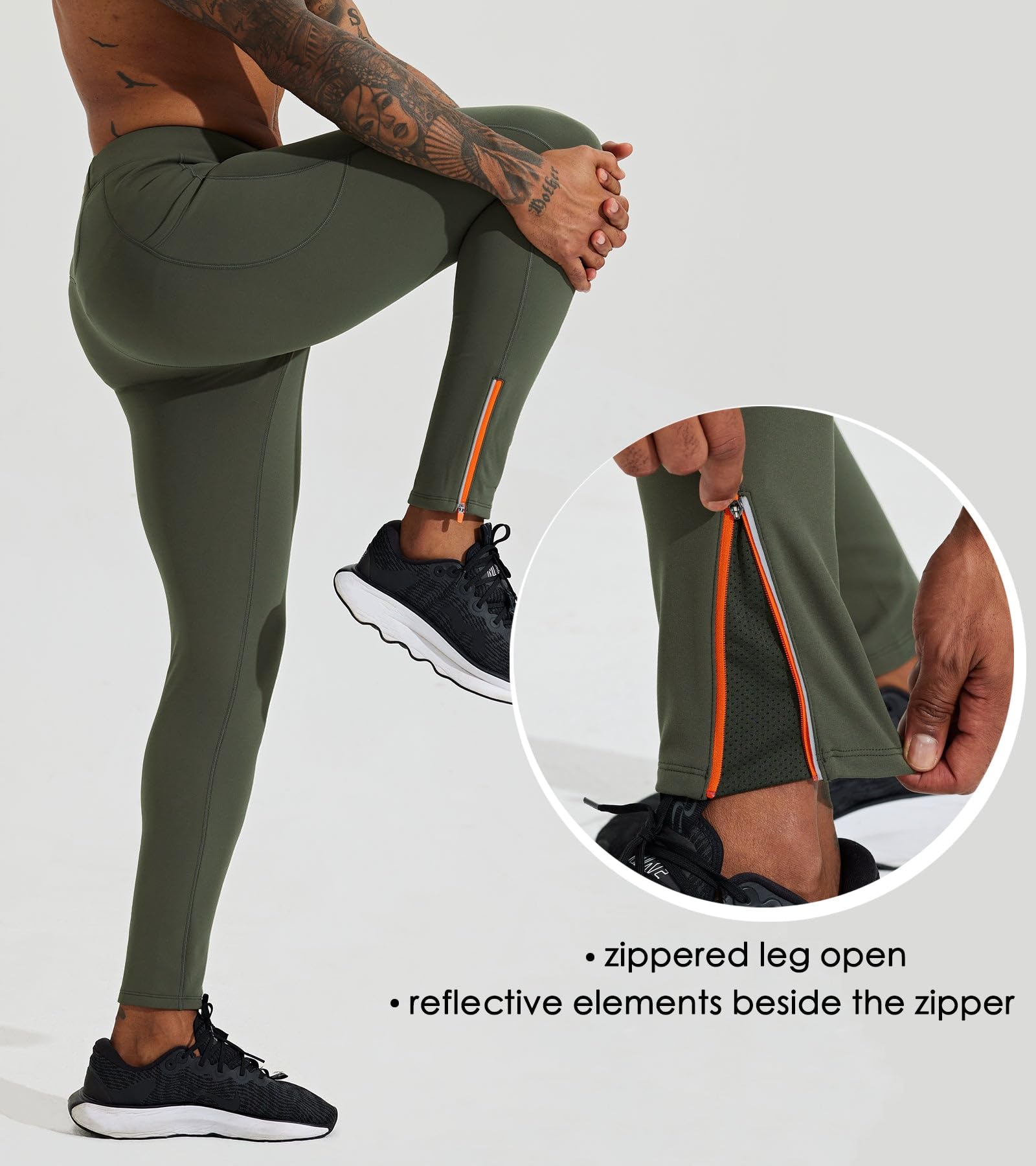 Willit Mallas térmicas para correr para hombre, pantalones de forro polar, resistentes al agua, bolsillos con cremallera, equipo para clima frío