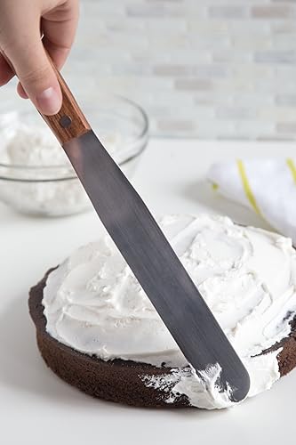 Vista 3 de Fox Run Espátula de glaseado plana, hoja de acero inoxidable de 8 pulgadas, mango de madera, metálico