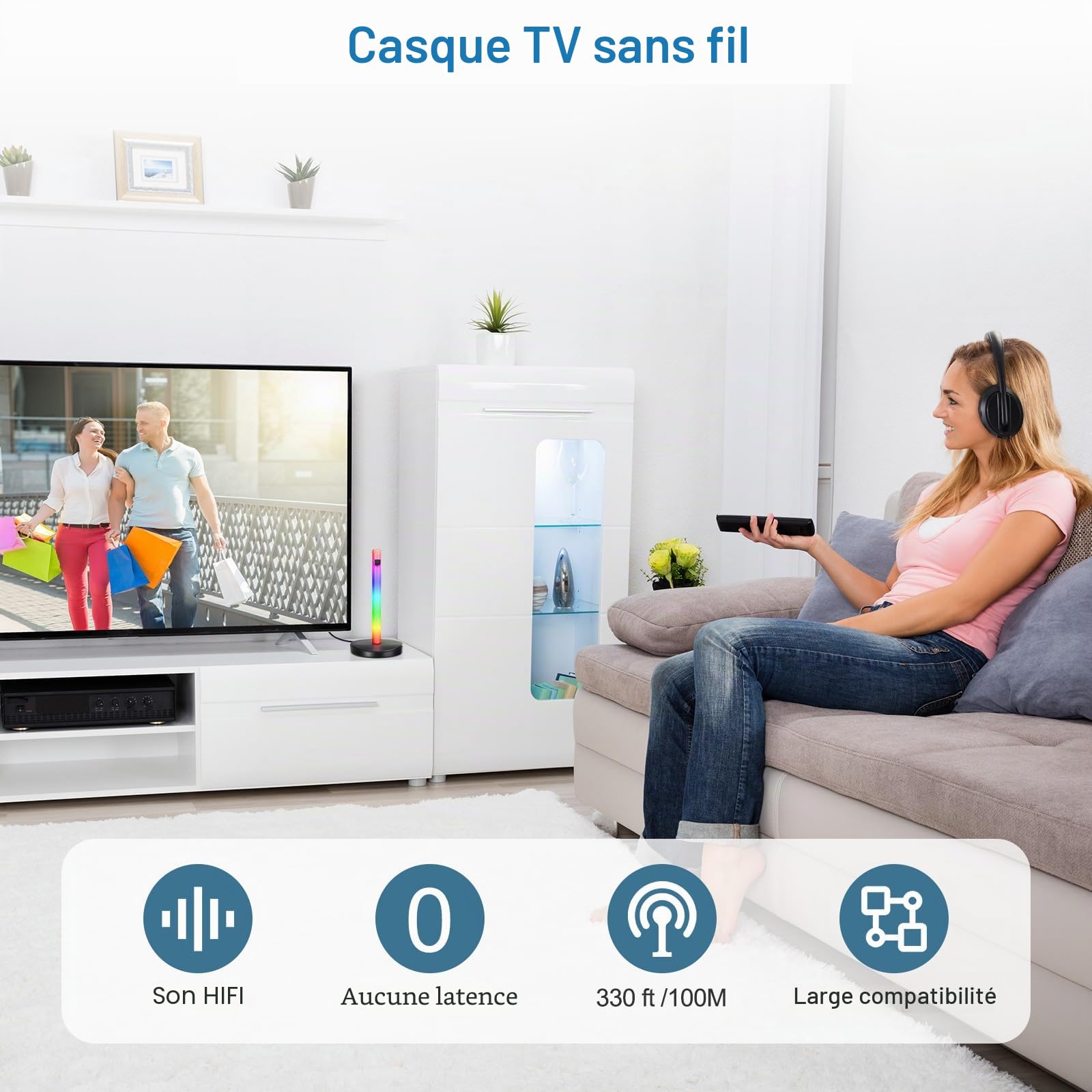 Casque TV sans Fil pour Television avec RF Émetteur avec Bluetooth