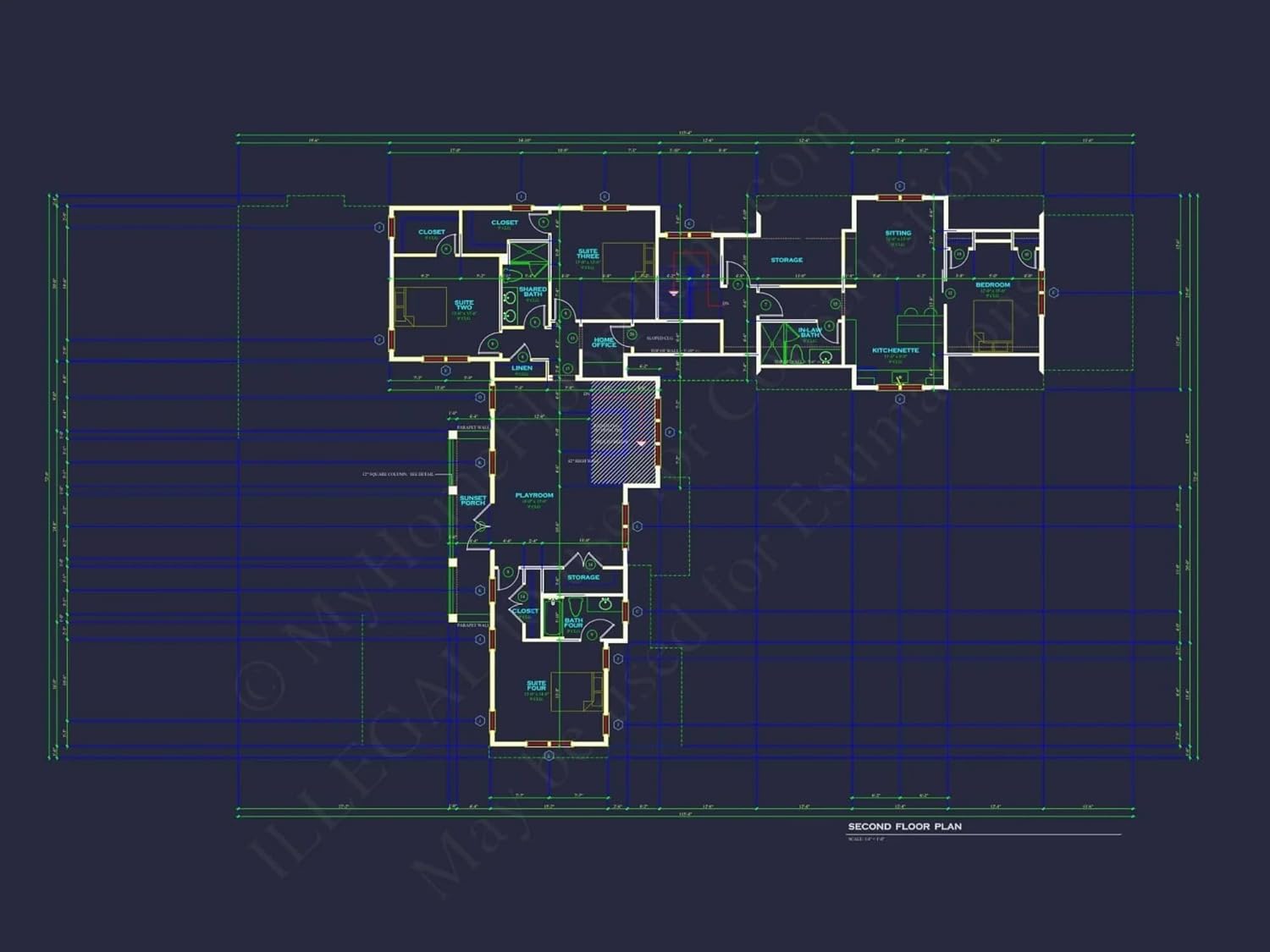 20-1360 HOUSE PLAN - Modern Suburban House Plan with Spacious Layout and CAD Design