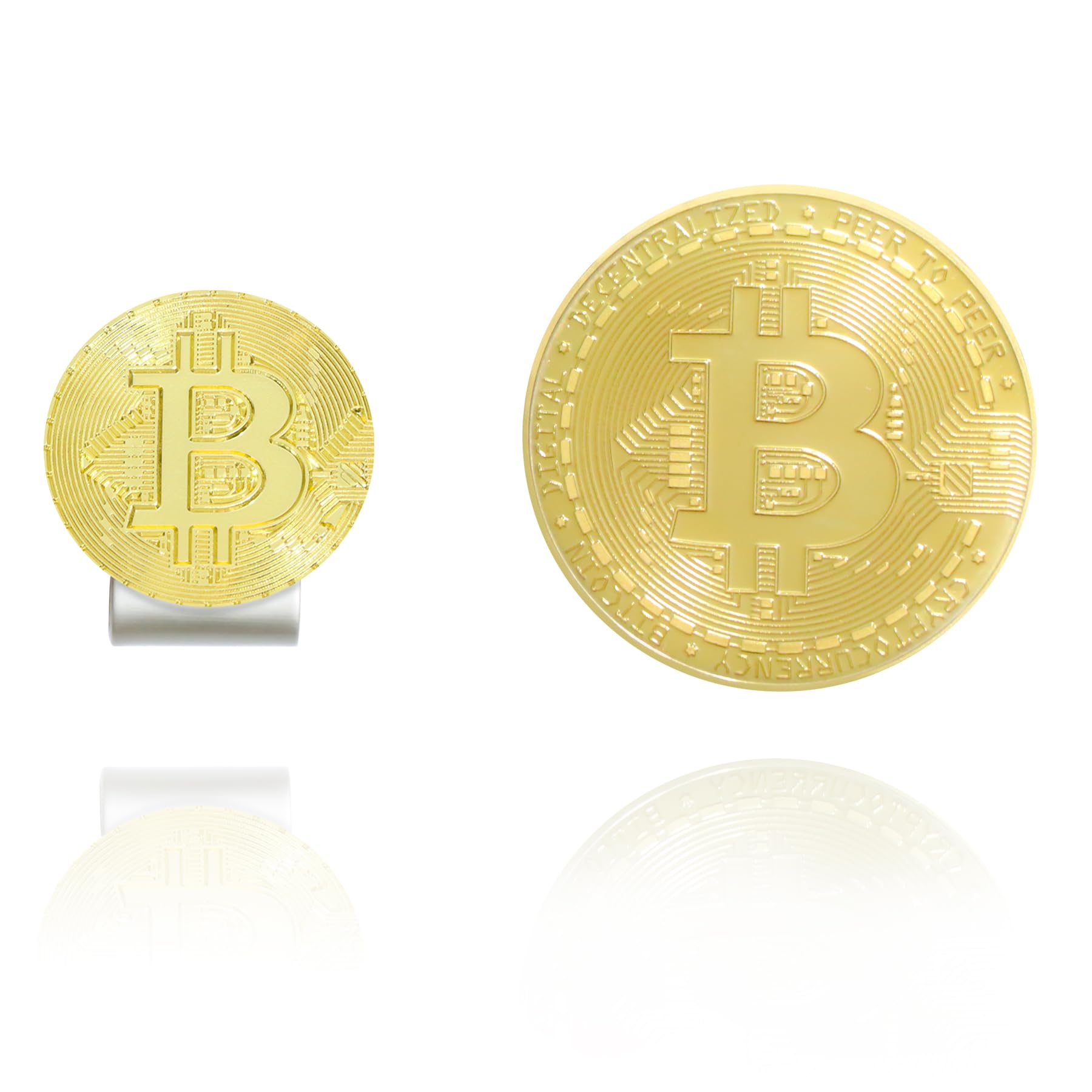 LeFeng 2pcs Bitcoin Golf Ball Marker with Magnetic Hat Clip | Golf Accessories and Gift Ideas for Men and Women Golfer | Removable Attaches Easily to Golf Cap(Bitcoin Collect&Golf Ball Marker)