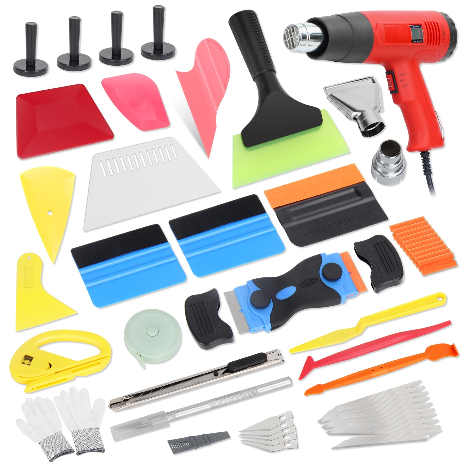 Window Tint Kit Vinyl Wrap Tool for Car Film Installation 52PCS Car Wrap Tools with Heat Gun Window