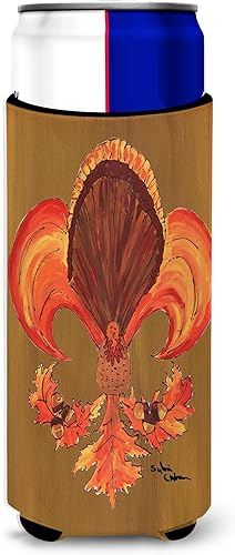 Vista 2 de Caroline's Treasures 8137LITERK Mardi Gras Fleur de lis Nation Botella de vino Hugger Botella Enfriador de Frigorífico Funda Abrazador Lavable a