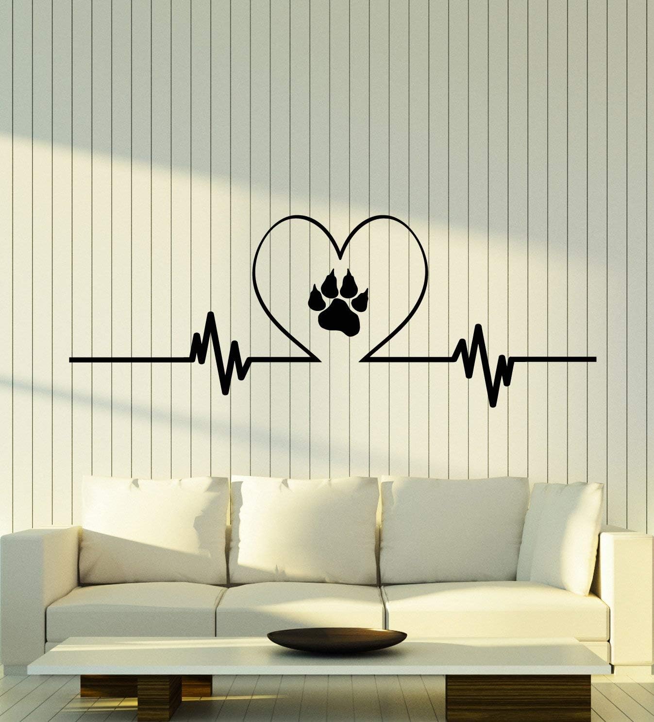 WallStickers4ever Vinyl Wall Decal Love Pets Grooming Tracks Animal Paw Print Stickers Mural Large Decor (g3022) Black