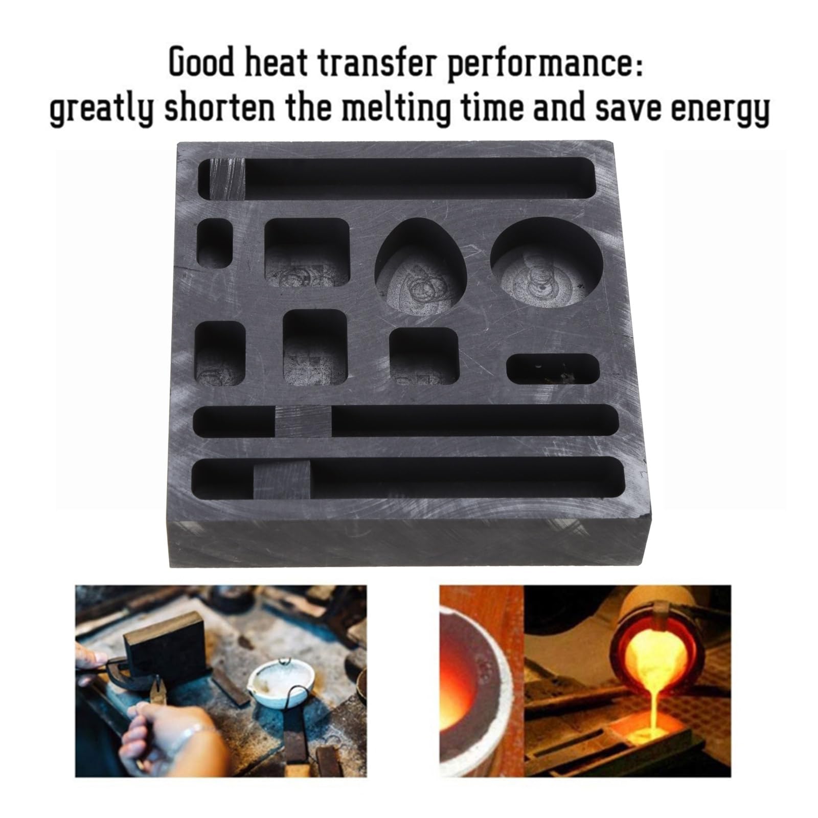 LIANXUE Graphite Casting Ingot Mold 11 Holes Metal Refining Scrap Bar Metal Melting Casting Mould for Melting Casting Refining